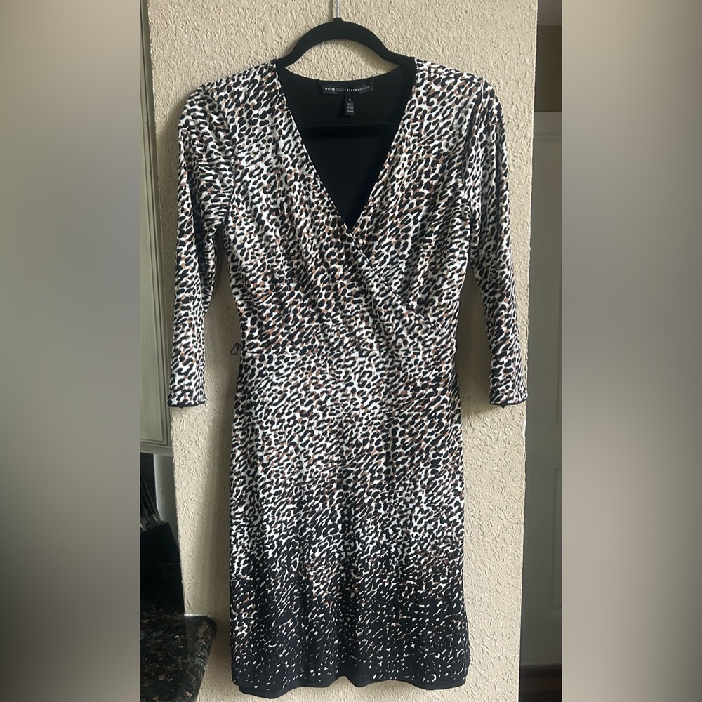 White House Black Market Animal Print Long Sleeve Dress